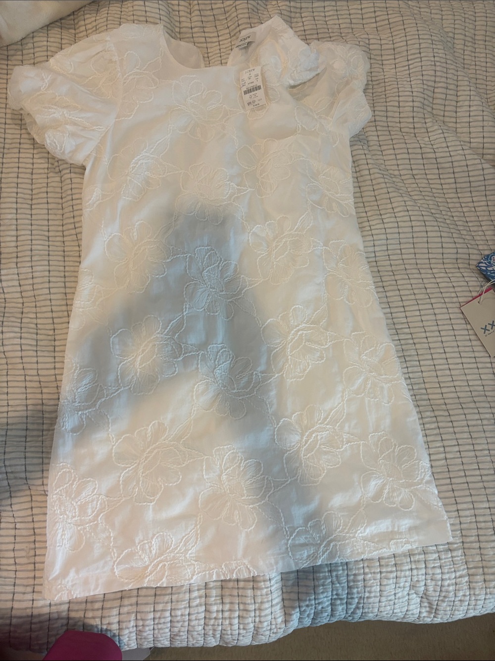 J. Crew Factory White Floral Embroidered Dressp
